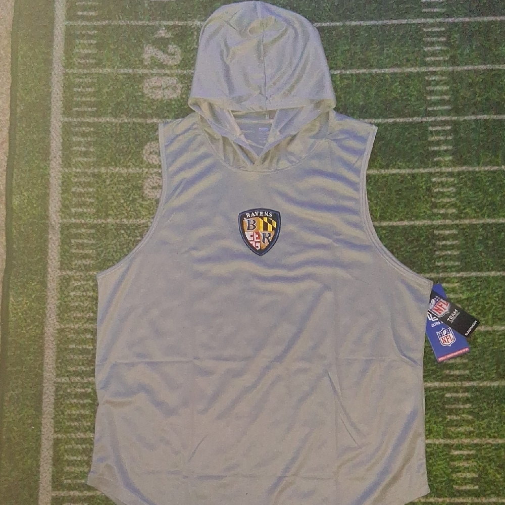 Baltimore RavensDri Fit Mens White Sleeveless Hoodie Tank Top NWT